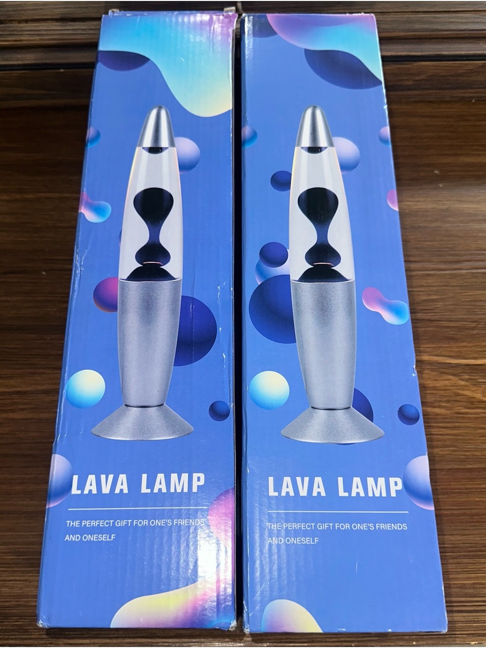 NEW Pair of 13.5” Lava Lamps Blue Liquid Green Wax Silver Base With Bulbs